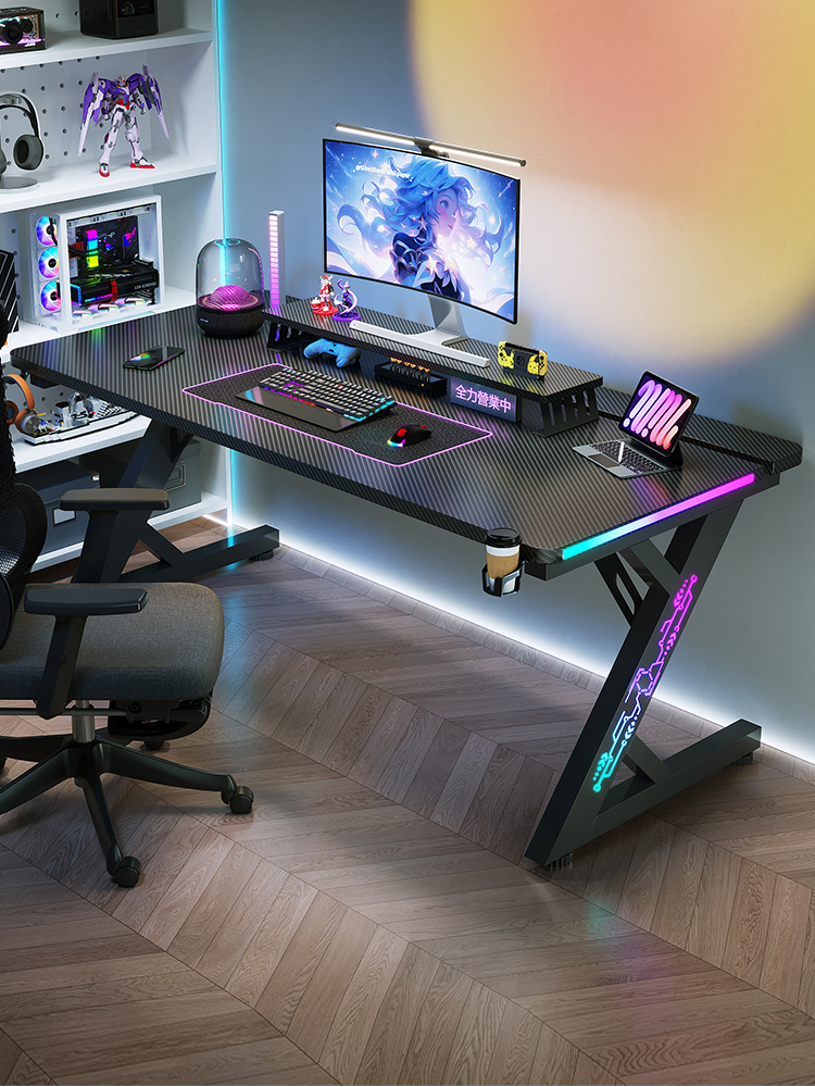 元优实木桌双人钛戟S3电竞桌电脑桌卧室家用台式办公游戏可放主机