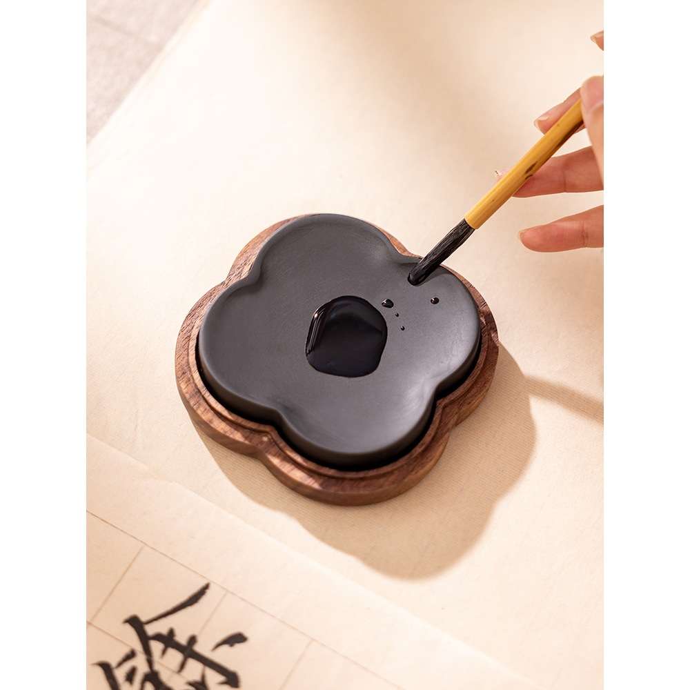 海棠砚书法砚台可研墨磨墨毛笔墨汁小楷歙砚小砚台天然原石文房四