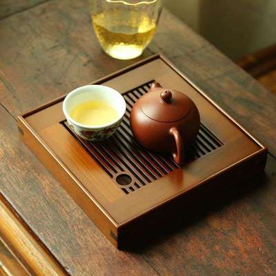 茶盘家用泡茶器具小茶台竹制复古小型茶托盘排水干泡盘茶具套装组