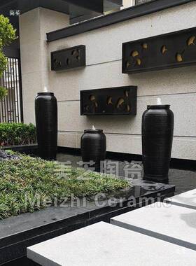 水池喷泉流水瓶陶罐喷水水大花自动XMT循环景涌泉加陶缸湿器坛子