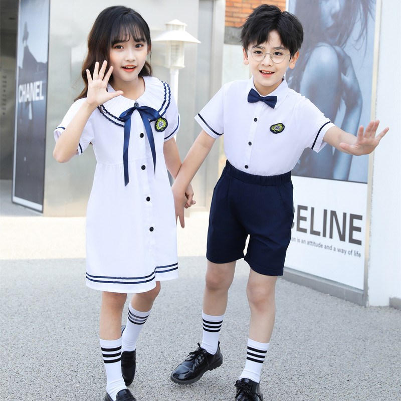 幼儿园园服夏天英伦风儿童毕业照服装班服套装Q夏装小学生校服夏