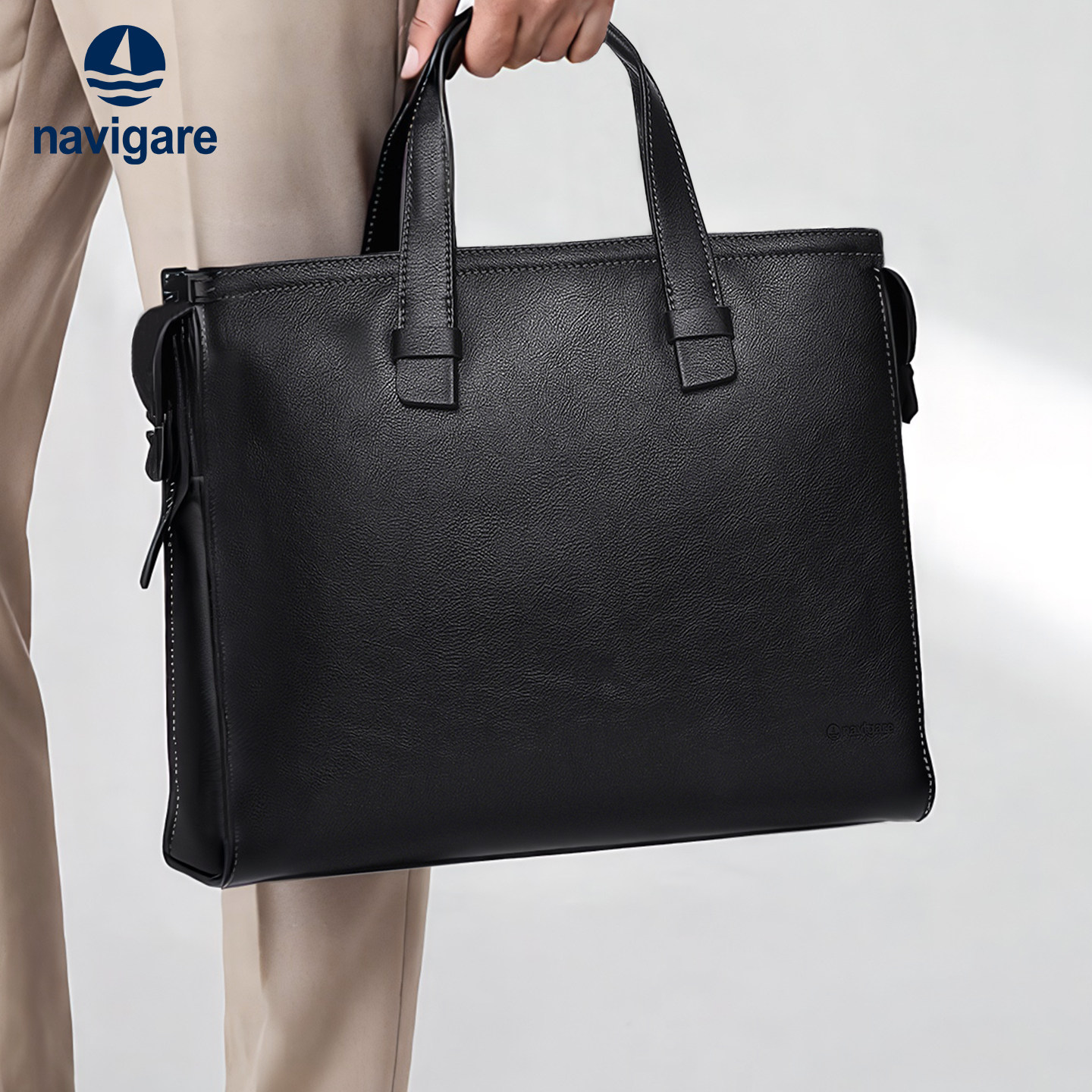 【真皮】Navigare纳维凯尔小帆船商务牛皮电脑包公文包男款手提包