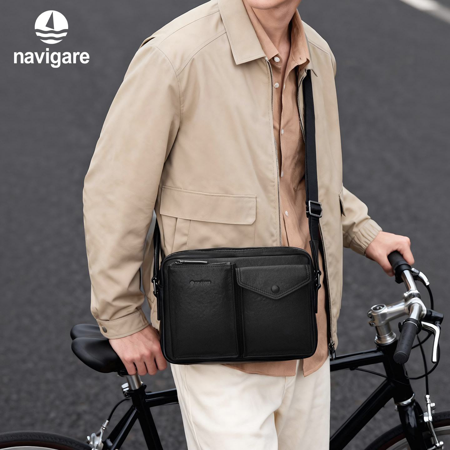 【真皮】Navigare纳维凯尔意大利小帆船单肩包男士斜挎包旅行小包