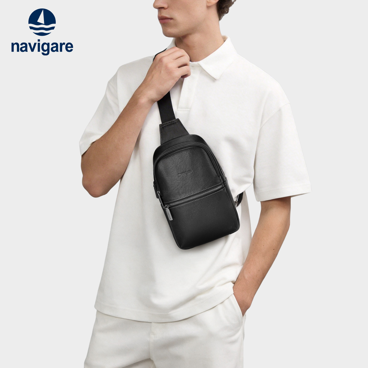 Navigare意大利小帆船2026新款男士真皮胸包斜挎包通勤休闲高级感