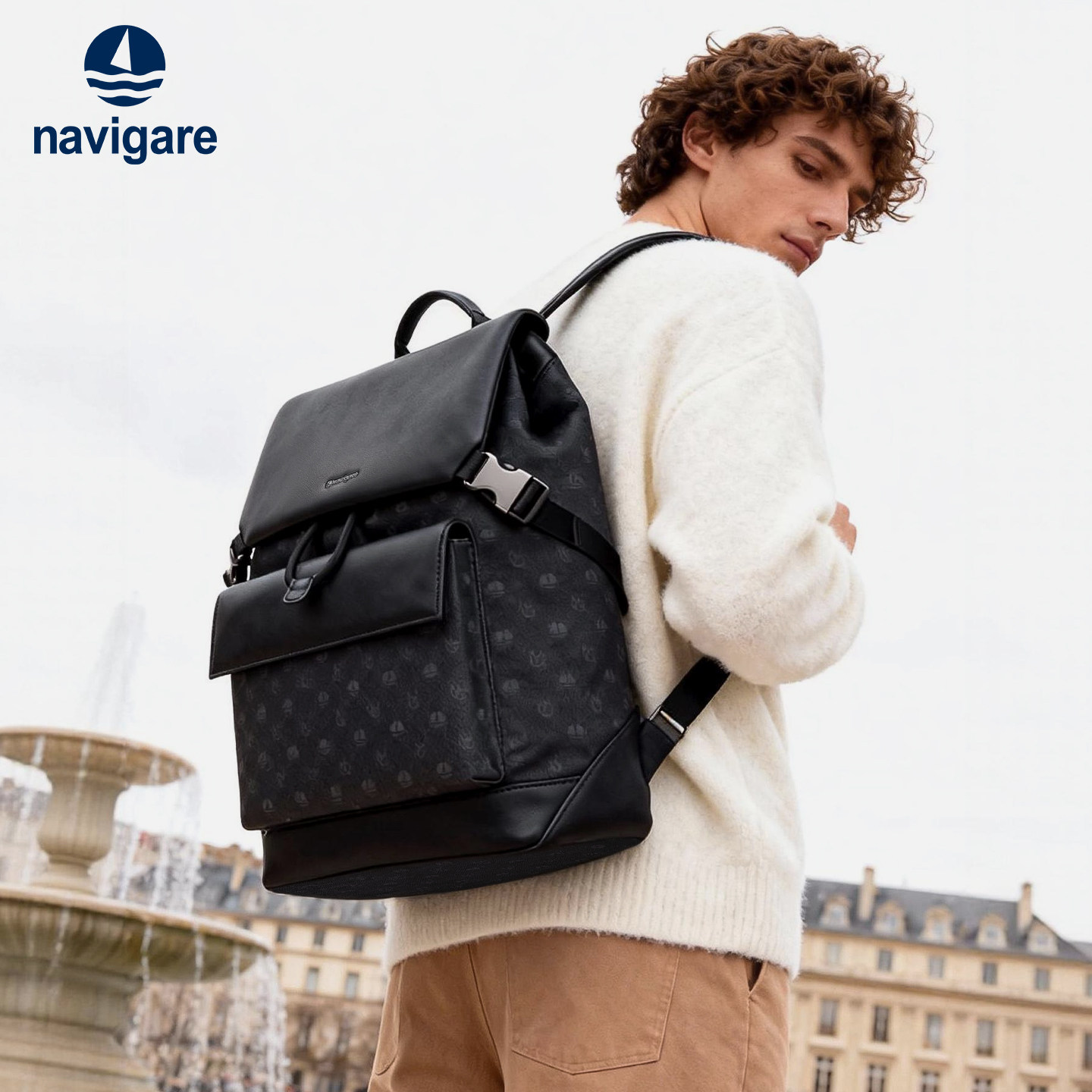 Navigare纳维凯尔意大利小帆船双肩包男电脑书包通勤商务旅行背包