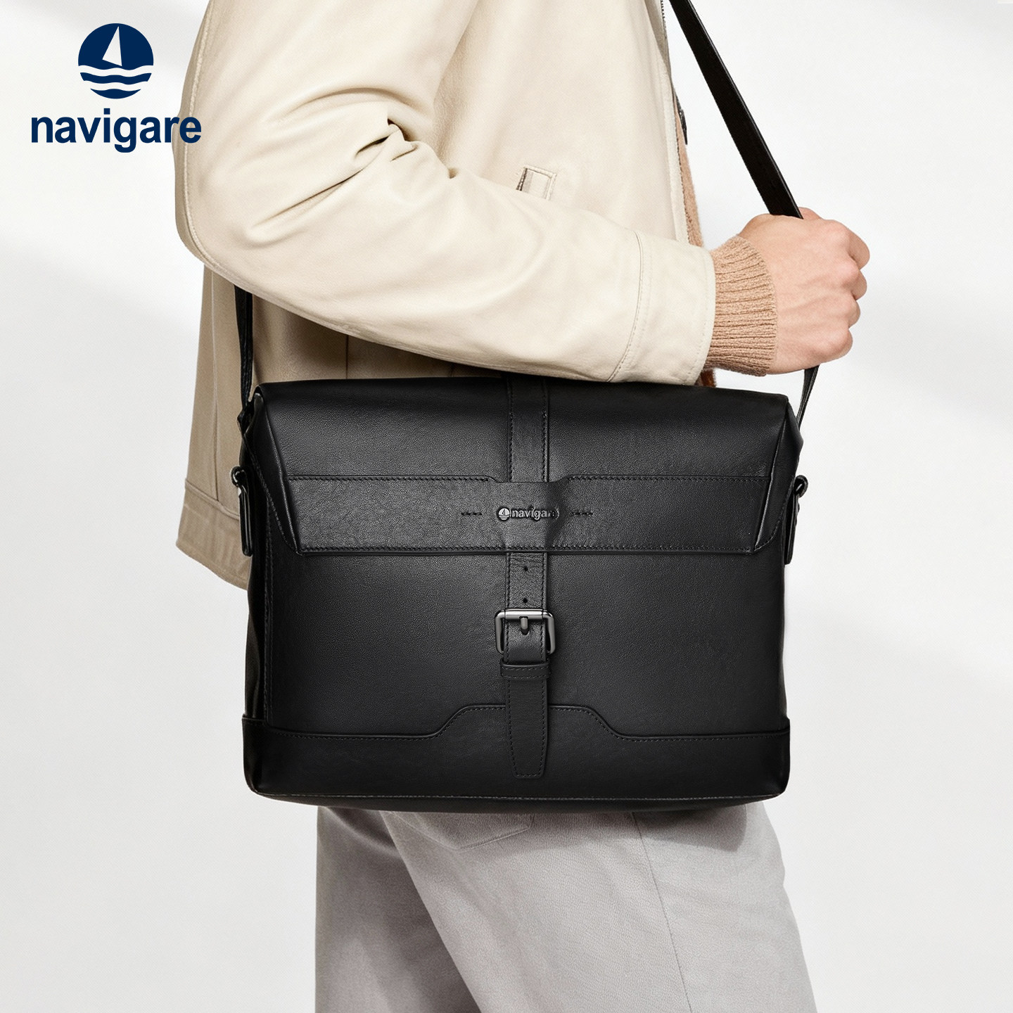 【真皮】Navigare纳维凯尔意大利小帆船单肩包男士复古斜挎包小包