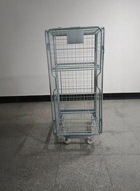 厂家直供简易可折叠式SHW-4物流周转车金属笼车欧款物流台车