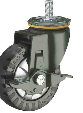 向荣 4寸 丝杆防滑 带边刹车 聚氨酯pu 万向脚轮J03S-02C-100-351