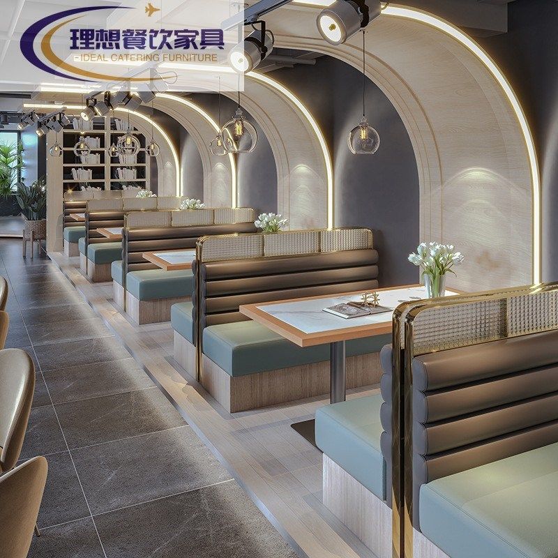 定制卡座沙发西餐厅茶楼主题餐吧火锅烤I肉店餐饮饭店靠墙储物卡