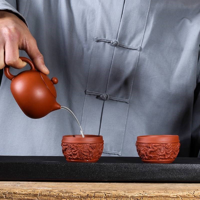 紫砂品茗杯大号主人杯单杯龙杯男士个人宜兴陶瓷紫砂杯子茶杯