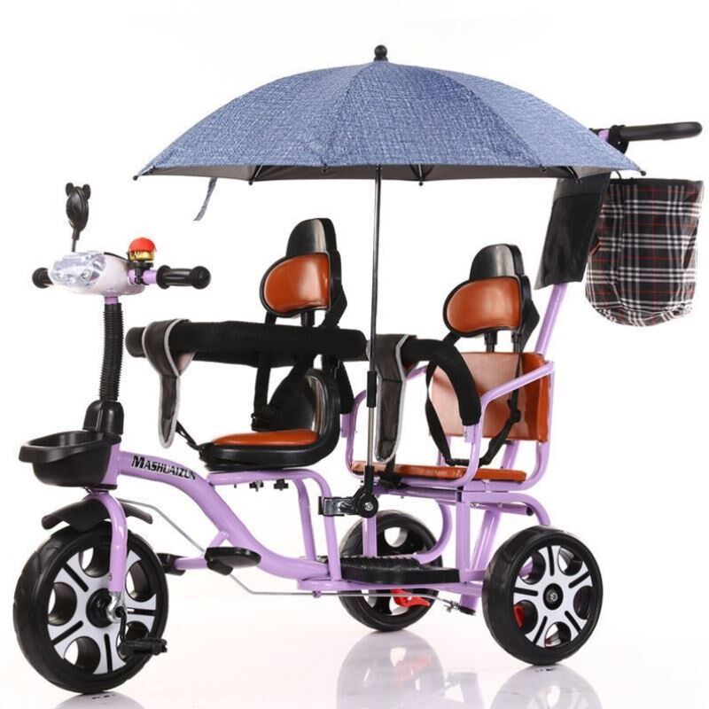 儿童双人三轮车双座二胎脚踏手推车宝宝婴儿幼儿大号1-7岁手推车6