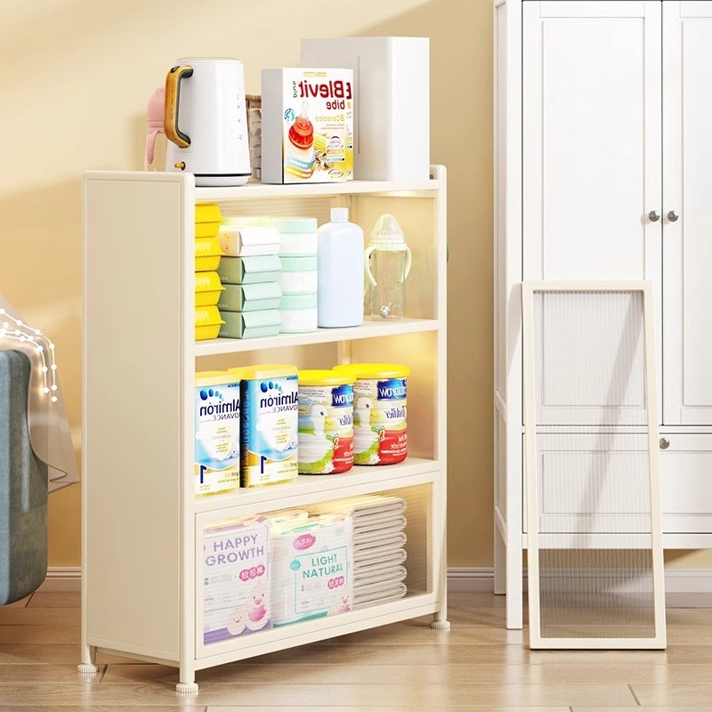 婴童用品置物架多功能喂养台家用奶粉柜落地小推车婴儿尿片收纳架