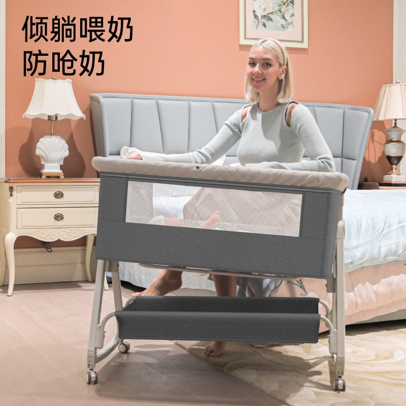 投影音乐便携式新生儿摇篮床多功能可折叠婴儿床宝宝床儿童拼接床