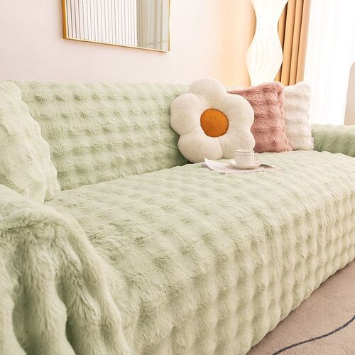 冬季多功能加厚兔兔绒沙发巾加绒沙发套毛绒沙发盖布防滑沙发坐垫