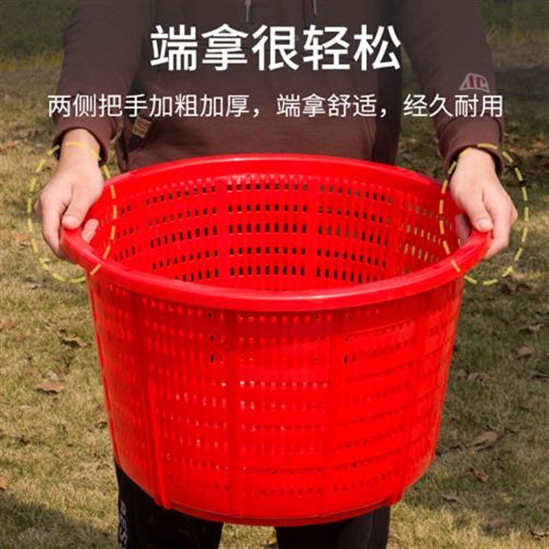 塑料筐子镂空圆形塑料筐罗筐加厚B箩筐蓝子仿竹子编织竹制品周转