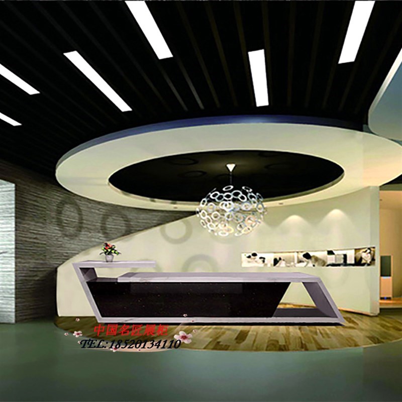 新款欧式造型前台办公室接待台前台办公桌烤漆前台收银台公司吧台