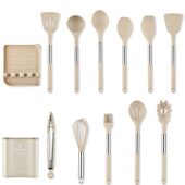 甄选不锈钢管柄硅胶厨具13件套装 耐温不粘锅勺铲烹饪厨房工具套