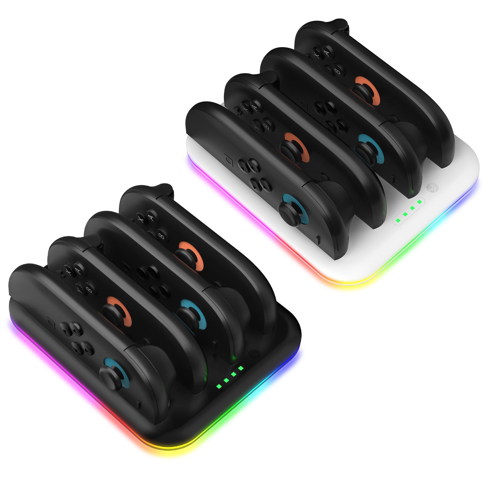 甄选Switch2座充 Joycon手柄卧式充电座 带RGB炫彩灯光四座充快充
