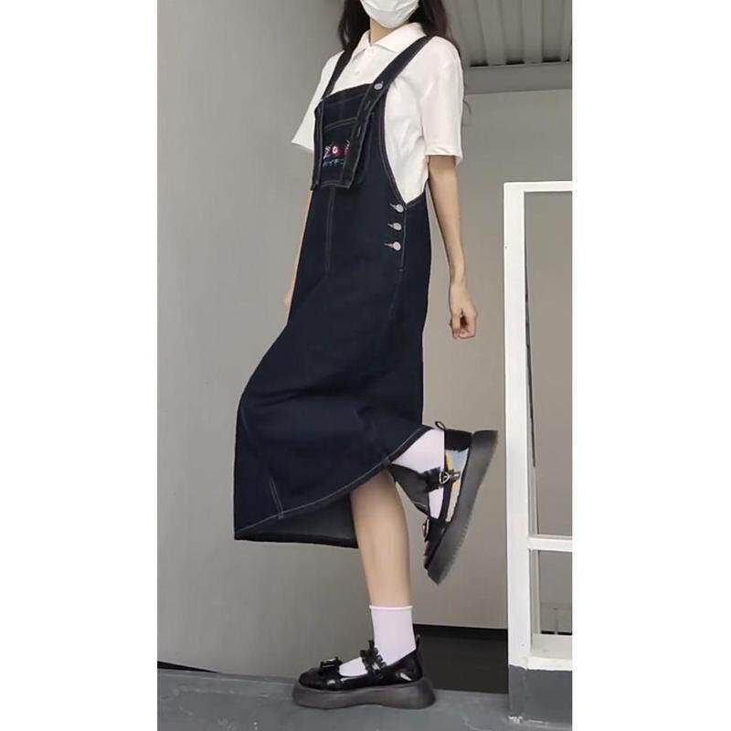 牛背带裙仔女夏季胖大码梨身形材宽松胯刺GFX绣遮潮