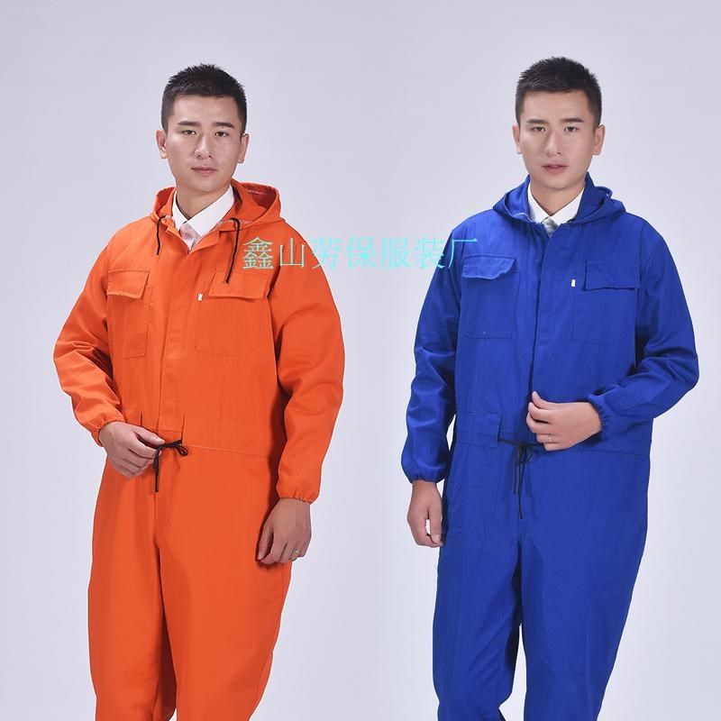 连体工作服男套装带帽p防尘服汽修工厂喷漆防护工作服连体衣劳保