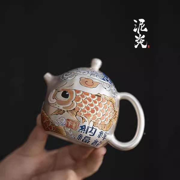 银龙鱼一鎏壶二杯小套装中功整夫式茶具泡茶壶茶-L杯子套高档礼盒