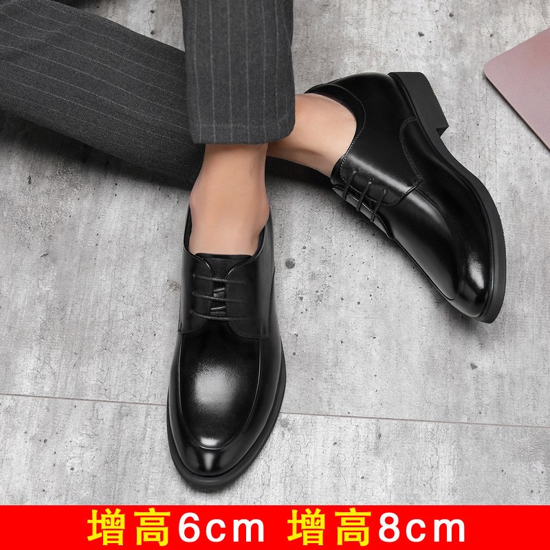 高端男式内增高6cm皮鞋8cm皮鞋春秋款青年韩版S潮流尖头软面软男