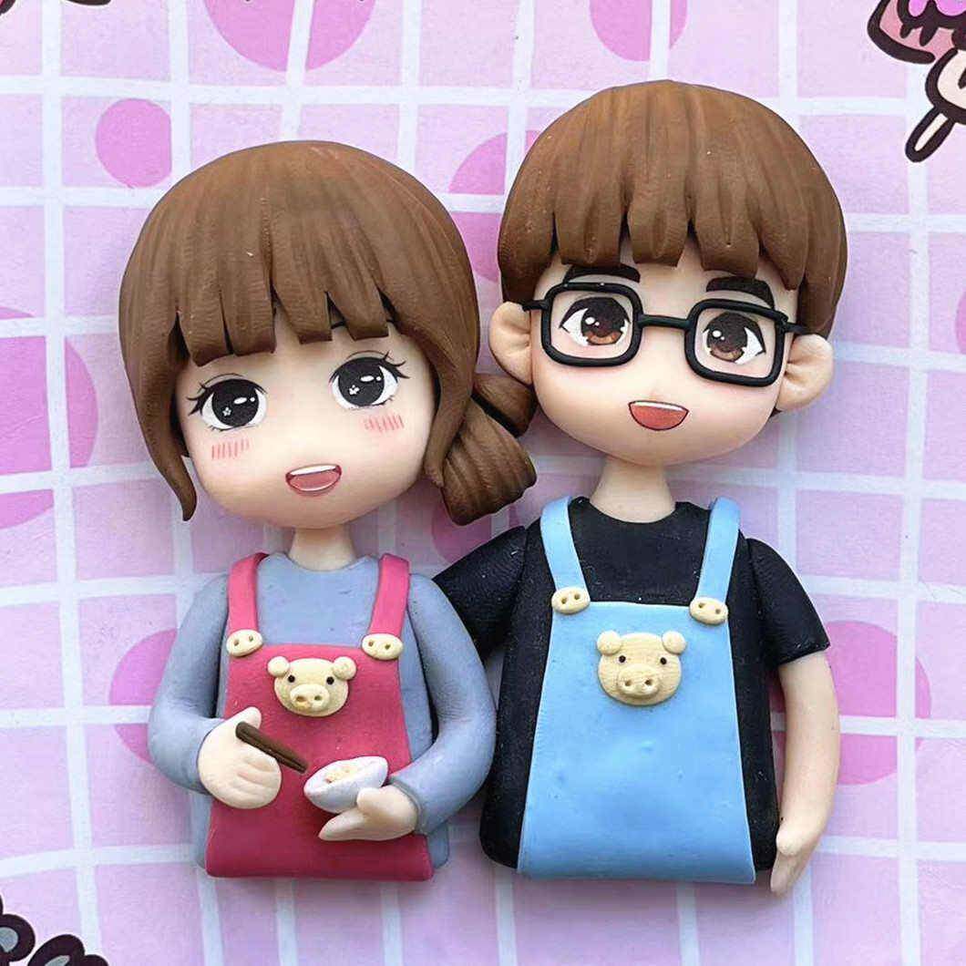 人软陶版偶定WOZ制黏土摆件女情侣结婚塑毕业礼物真人生日泥送朋