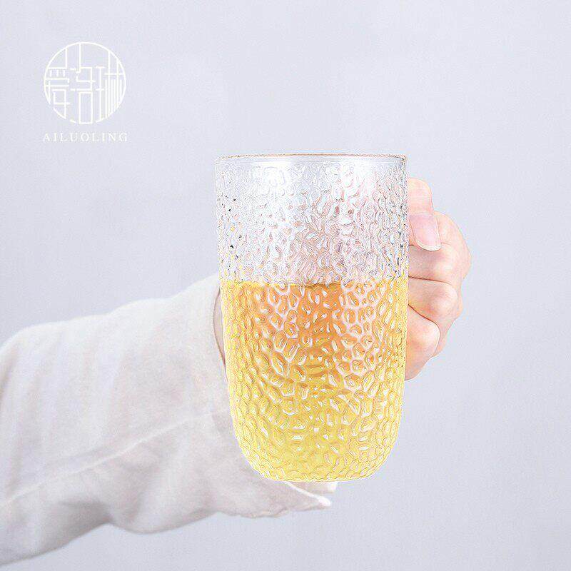 热锤纹玻璃泡茶杯fkXlRdQG带耐过滤茶水分离三茶件杯花杯水套杯子