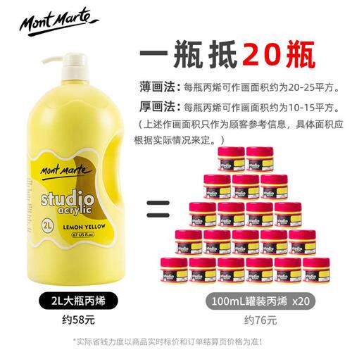 现货速发蒙玛特丙烯颜料大桶装2L大容量金色丙烯银色白色室内室外