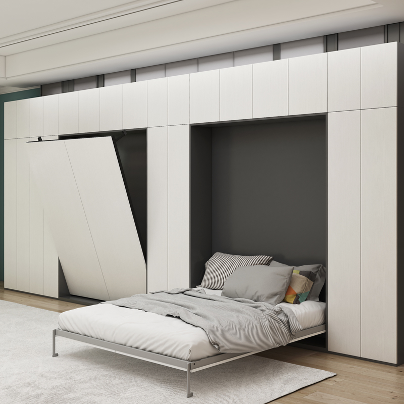隐形床衣柜一体下翻折叠床壁床正翻转多功能隐藏床墨菲床五金配件