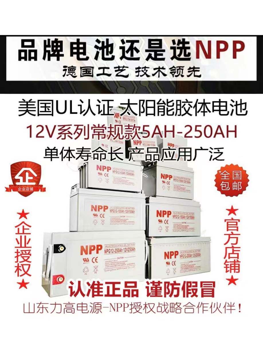 耐普蓄电池12伏NPG12V65A24a38ah17a100ah200安太阳能胶体电瓶