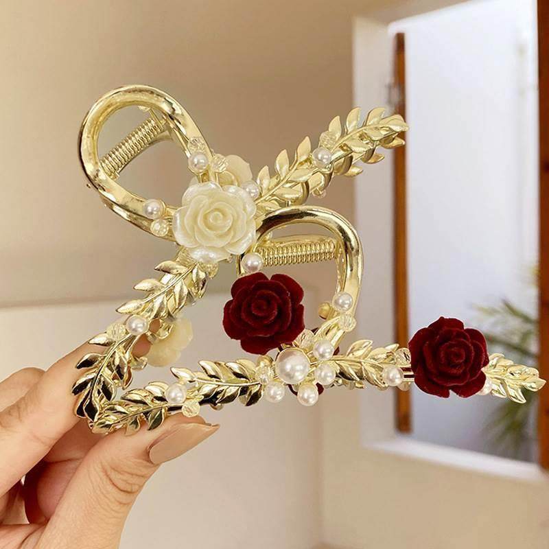 新款玫瑰花珍珠抓夹法式复古花朵鲨鱼夹气质发抓后脑勺发饰头饰女,童鞋/婴儿鞋/亲子鞋,其他鞋配件,淘宝优惠券,粉丝福利购,淘宝优惠卷