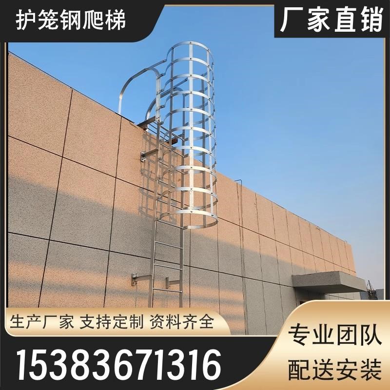 护笼镀锌钢爬梯安全爬梯防腐保护直梯铁梯刷漆拉挤型玻璃钢爬梯