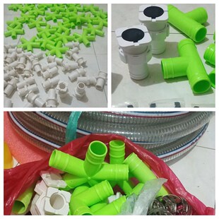 雕刻机开料机真空吸附PVC板法兰接头三通五通吸附台面接头钢丝管