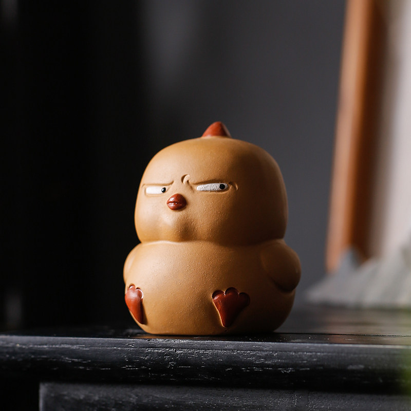 可爱卡通小鸟茶宠茶玩摆件创意小鸡招财小猫咪精品可养解压送礼品