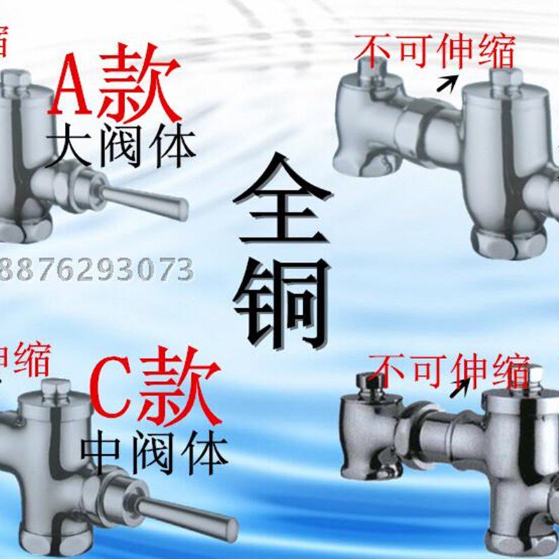 铜卧式手按延时自闭冲水阀手压大便冲洗阀蹲便厕所冲便器可伸缩