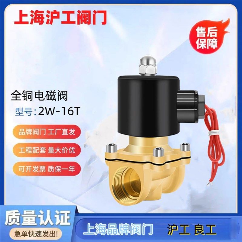 上海阀门2W全铜电磁阀常闭水阀气阀开关220V24V4分6分1寸1寸半2寸