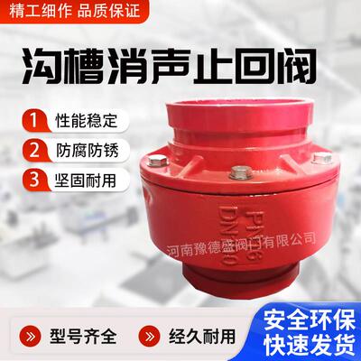 沟槽消音止回阀 HC81X-16Q水利消防工程球墨铸铁卡箍式水管逆止阀