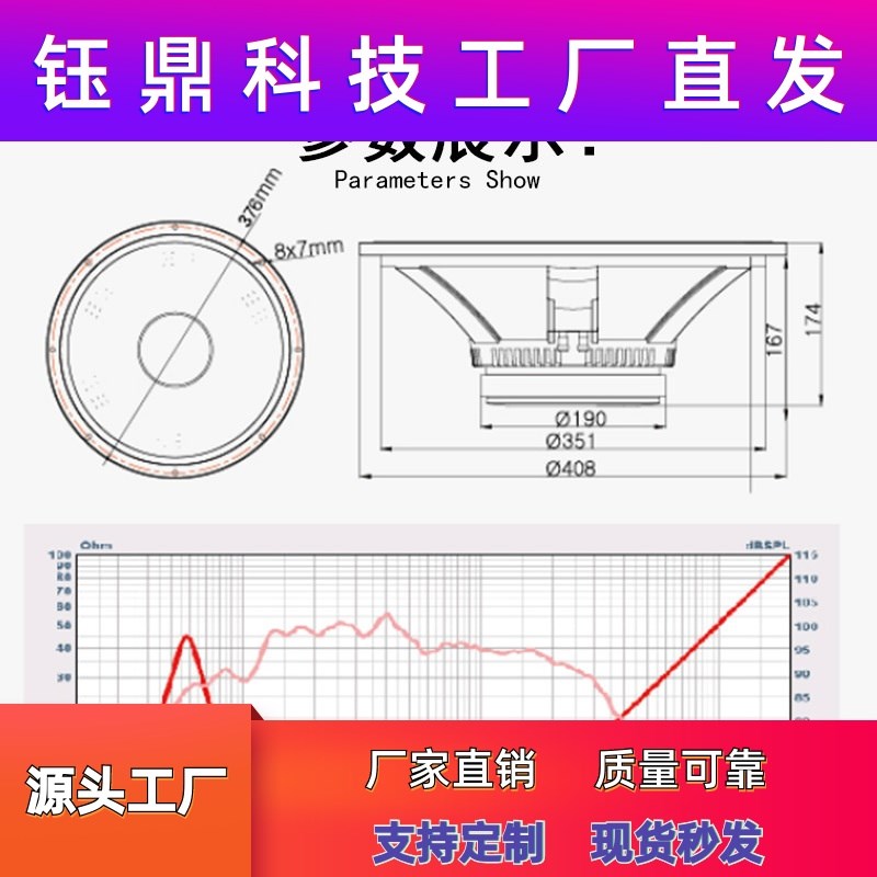 15寸八角全频中低音喇叭75芯190磁大功率舞台娱乐扬声器单元