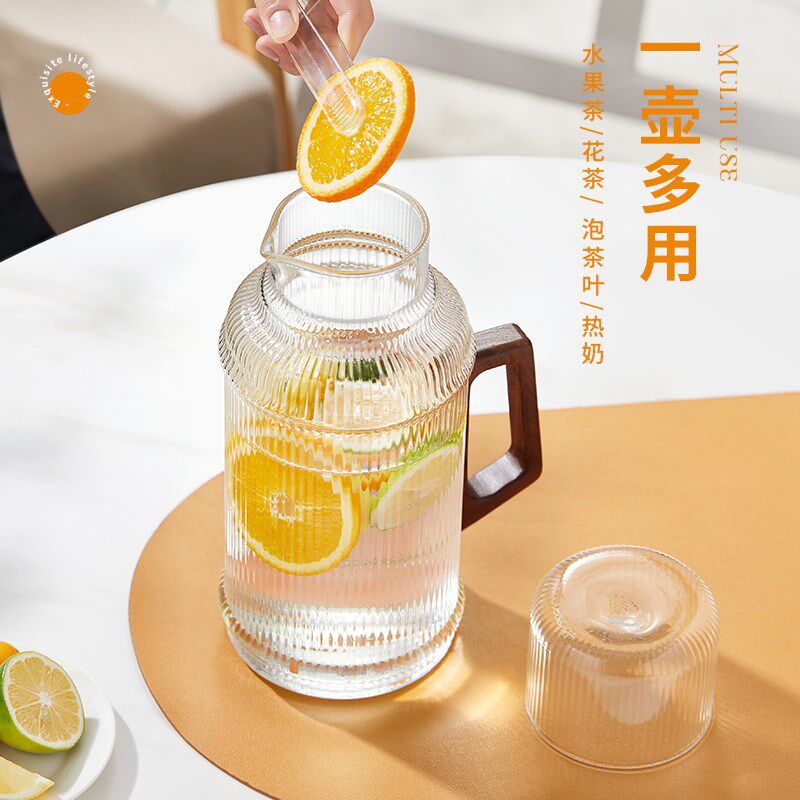 凉水壶玻璃耐高温大容量冷水壶家用夏季水瓶凉白开果茶水杯套装