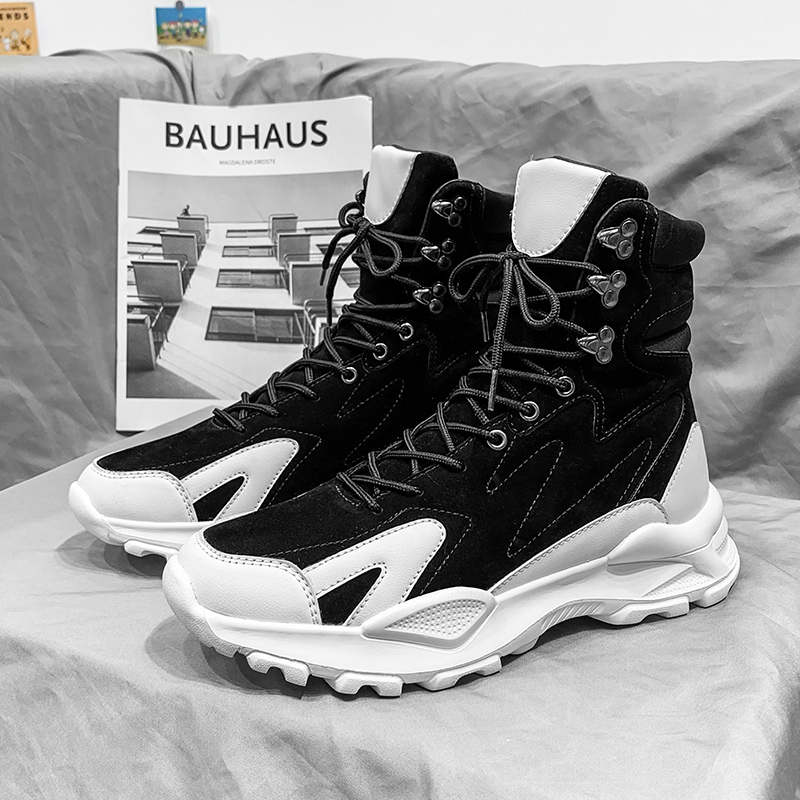 马丁靴男款冬季男鞋高帮男士工装靴长筒加绒棉鞋网红爆款机车皮靴