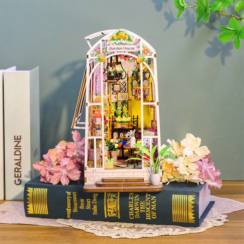 花房书立diy手工小屋拼装花园房子立体拼图木质模型摆件新年礼物