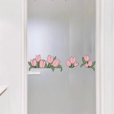郁金香卫生间门贴纸浴室瓷砖墙壁自粘厕所墙面遮丑装饰贴画