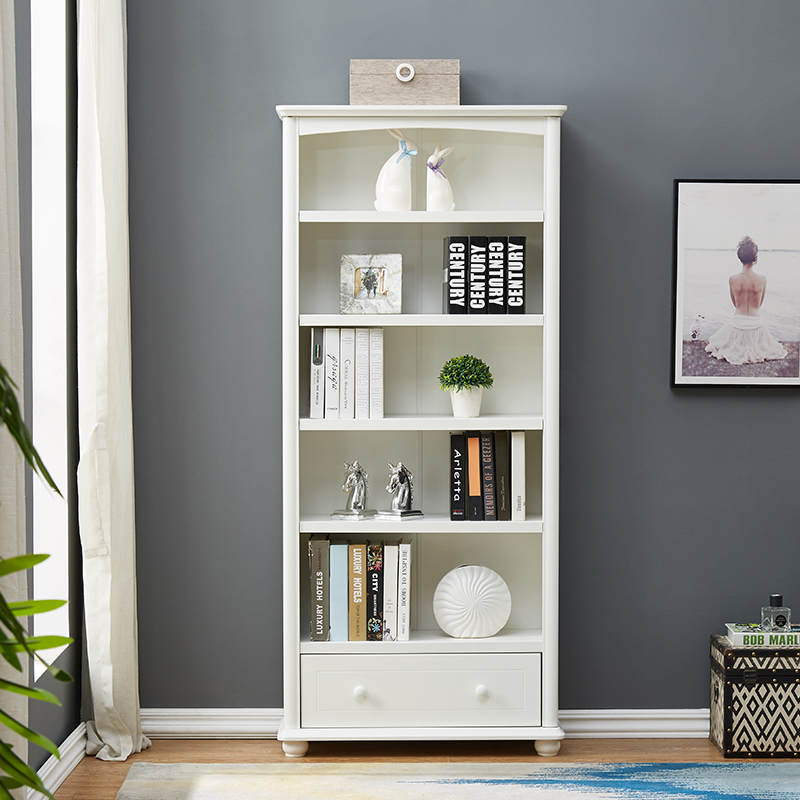韩式书柜70组合书架80儿童书橱90多功能厅柜现代简约田园白色书桌