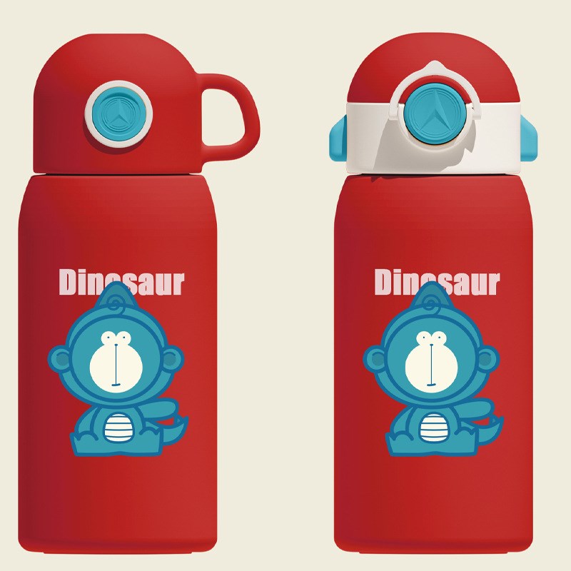 悟童儿童水杯保温杯带吸管两用幼儿园男女水壶小学生背带大容量