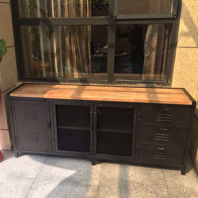 工业风铁艺厨房餐边柜橱柜多功能收纳柜酒柜碗P柜备餐台门厅玄关