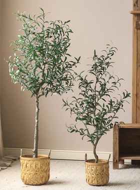 仿真橄榄树假树仿真树p绿植造景装饰大型植物盆栽室内客厅落地摆