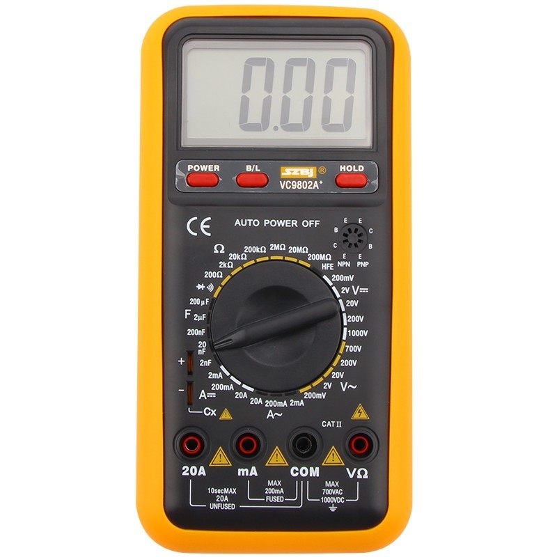 滨江VC9802A+数字万用表大屏幕背光显示高精度电容测量交直流电压