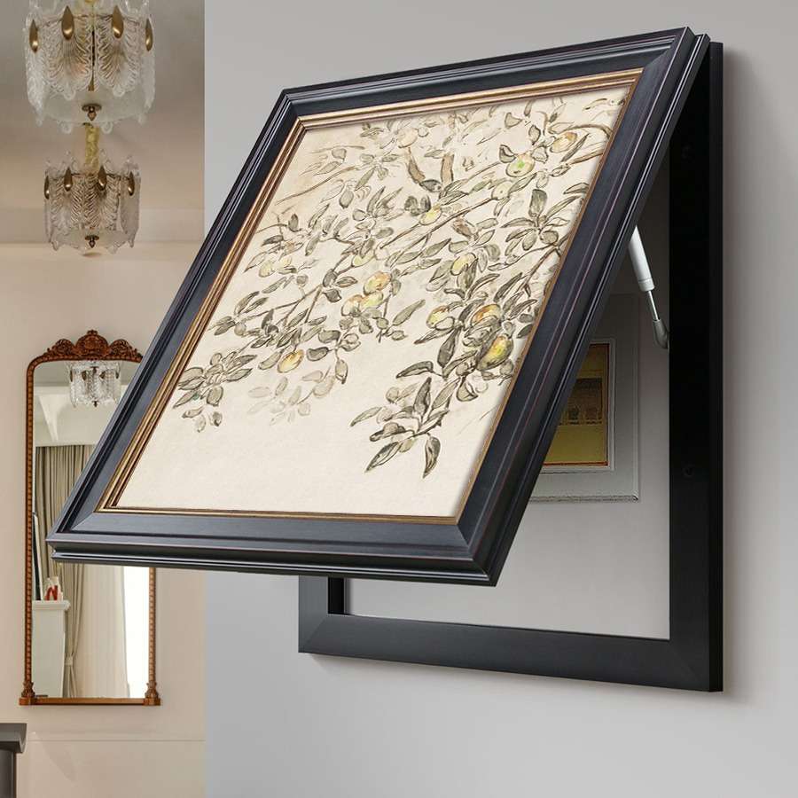 法式中古风电表箱装饰画复古客厅电源盒挂画竖版配电箱平安果壁画图片