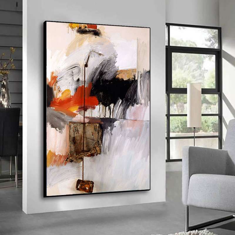 油画手绘赵无极抽象山水客厅玄关背景装饰画现代简约书房过道挂画